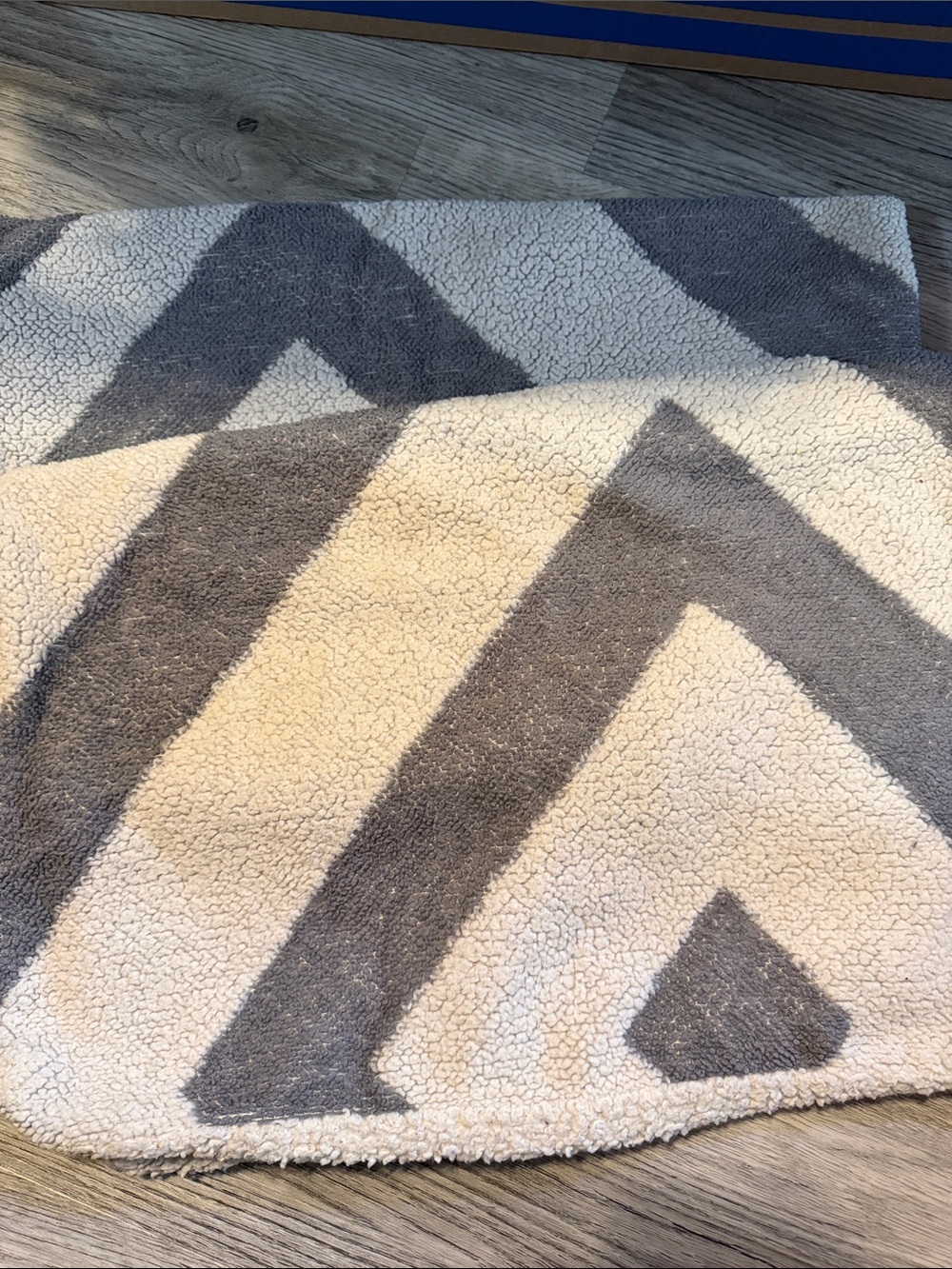 Chevron Sherpa Throw Pillow Cover in Cream and Gray - Home Bedding